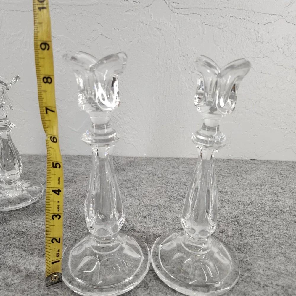 Lead Crystal Taper Candlestick Holders Set of 6 Graduated Sizes Home Decor